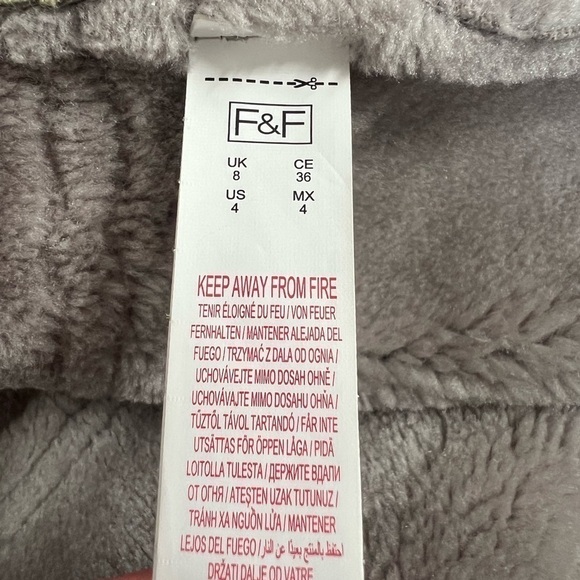 𝅺F&F Coat Faux Fur & Suede Light Gray Aviator Style - Picture 9 of 9